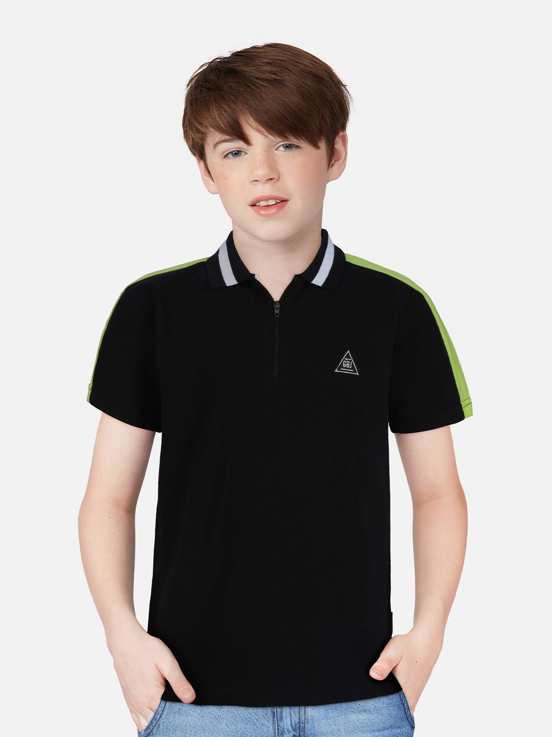 

Gini and Jony Boys Polo Collar Cotton T-shirt, Black