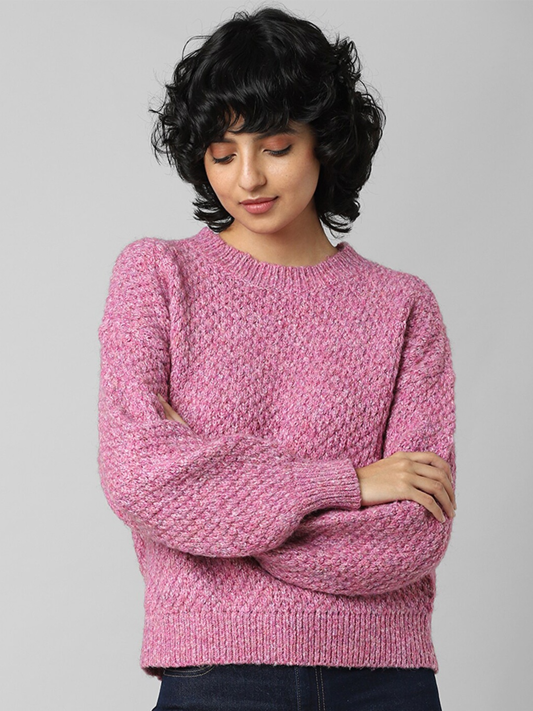 

ONLY Women Ribbed Pullover, Pink