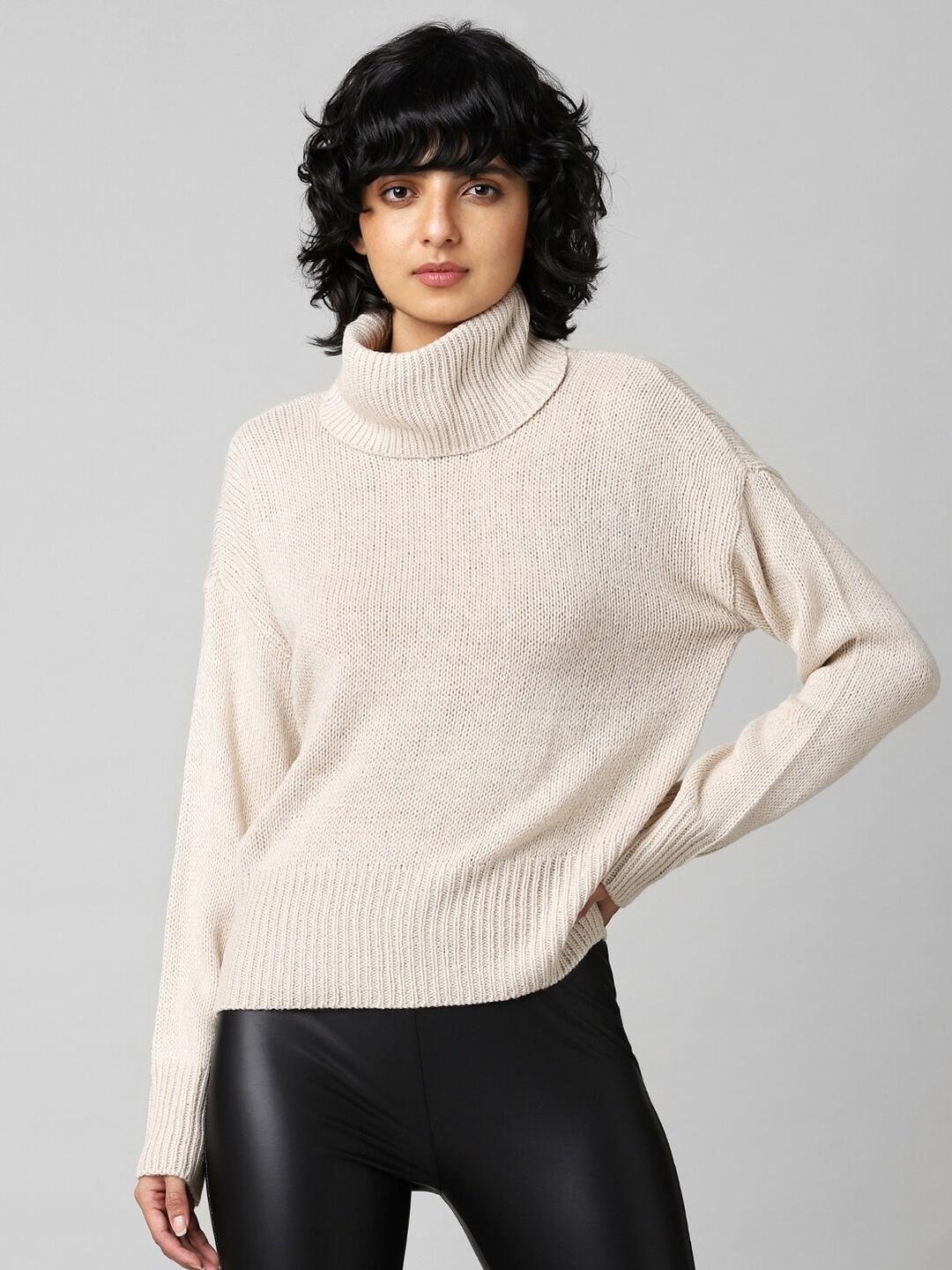 

ONLY Women Cable Knit Pullover, Beige