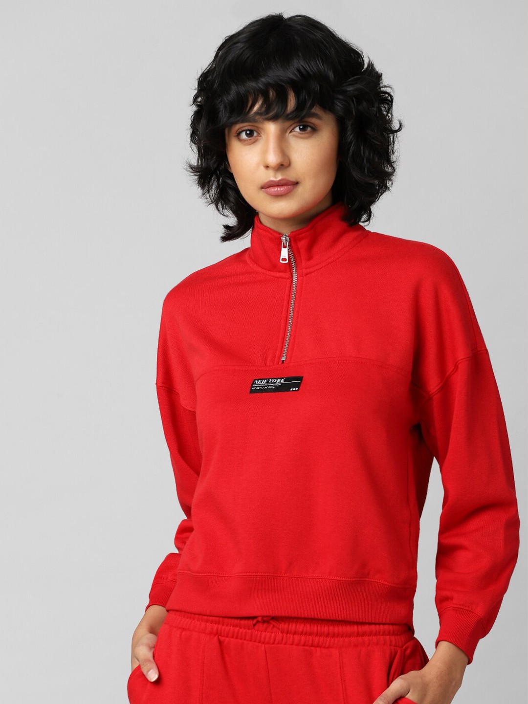 

ONLY Women Mock Collar Sweatshirt, Red