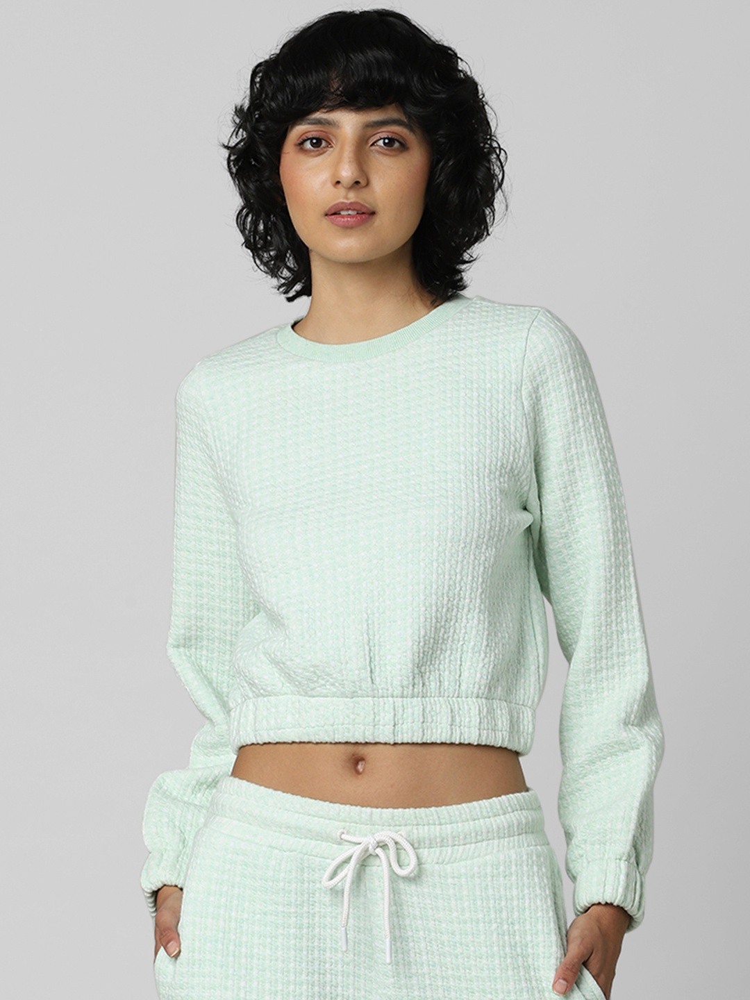 

ONLY Women Green Cropped knitted Sweatshirt
