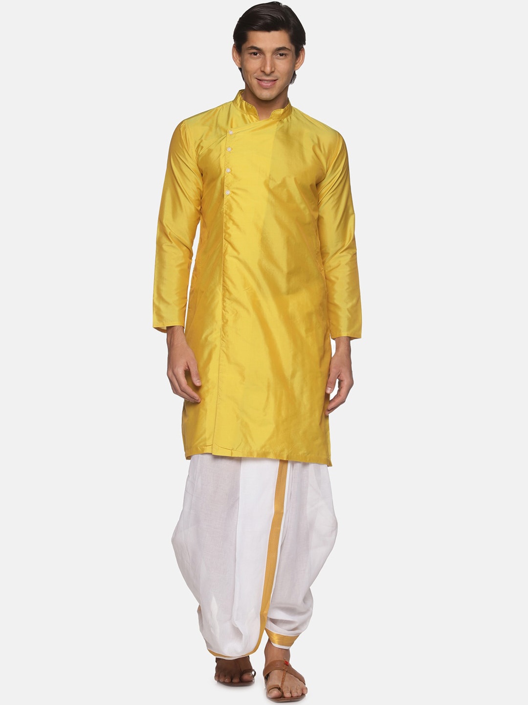 

Sethukrishna Men Yellow Kurta with Dhoti Pants