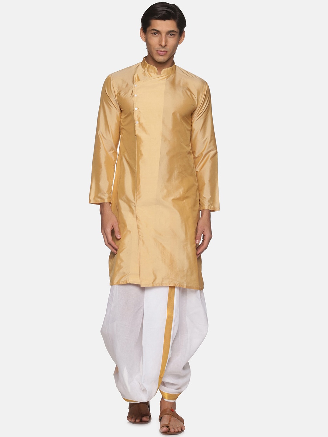 

Sethukrishna Men Gold-Toned Kurta with Dhoti Pants