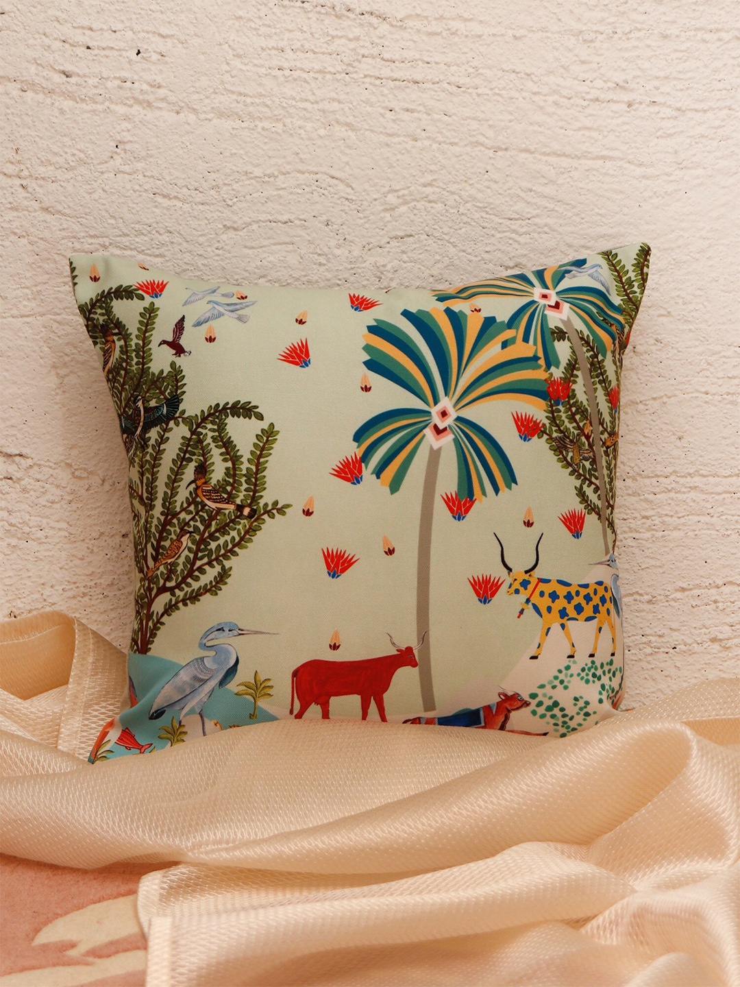 

ZEBA Floral Square Cushion Covers, Beige