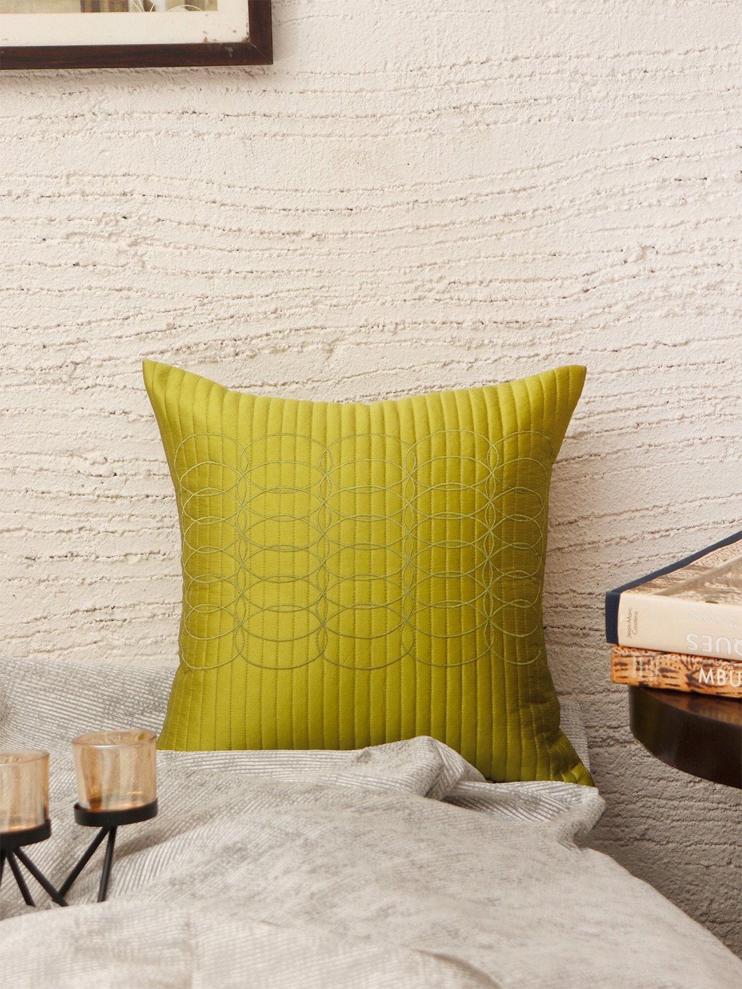

ZEBA Self Design Square Cushion Covers, Green