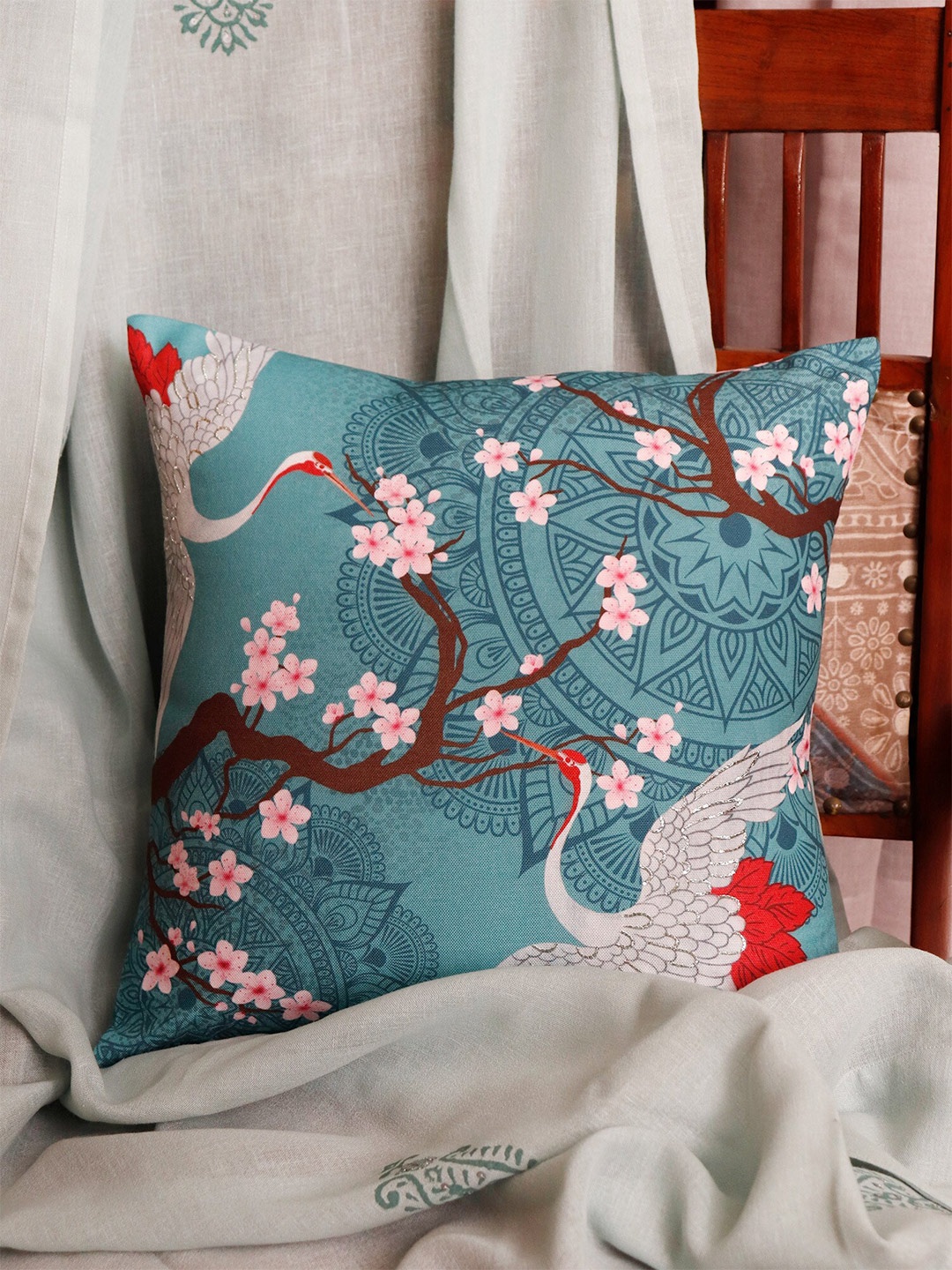 

ZEBA Printed Square Cushion Covers, Blue