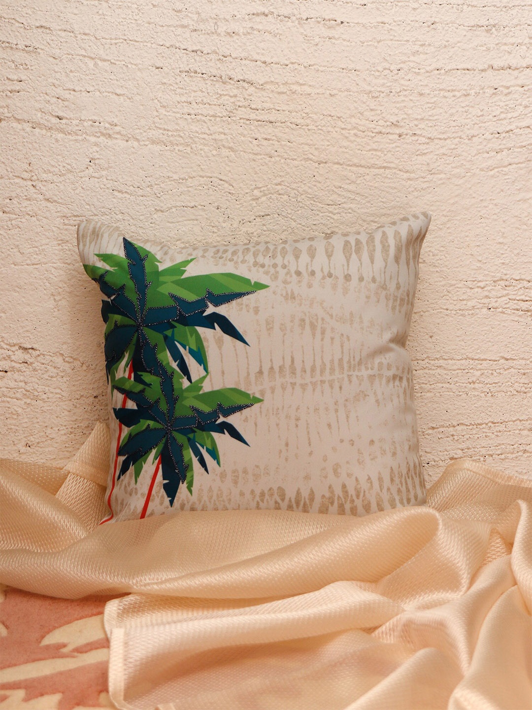 

ZEBA Floral Square Cushion Covers, Off white
