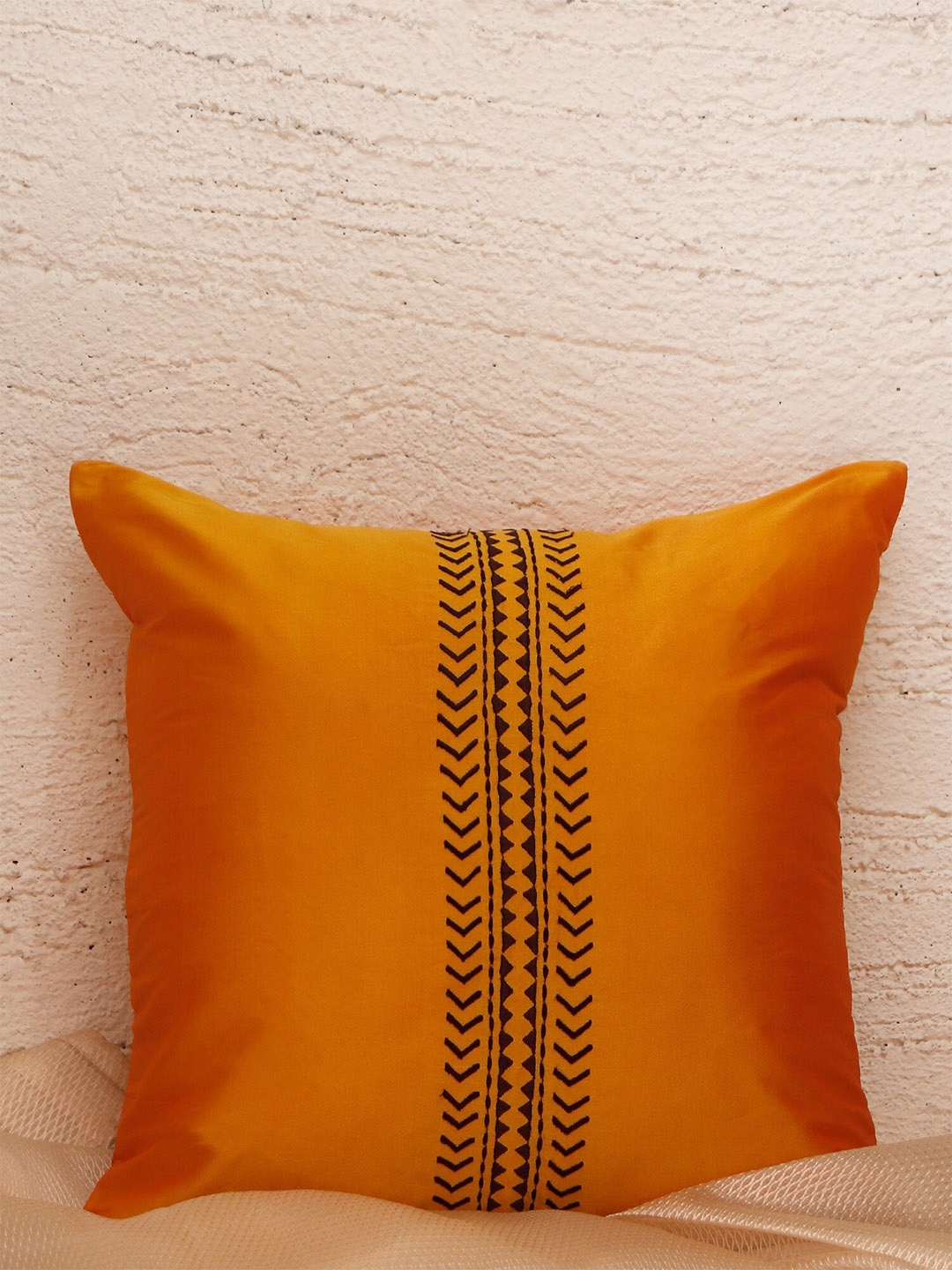 

ZEBA Embroidered Square Cushion Covers, Orange