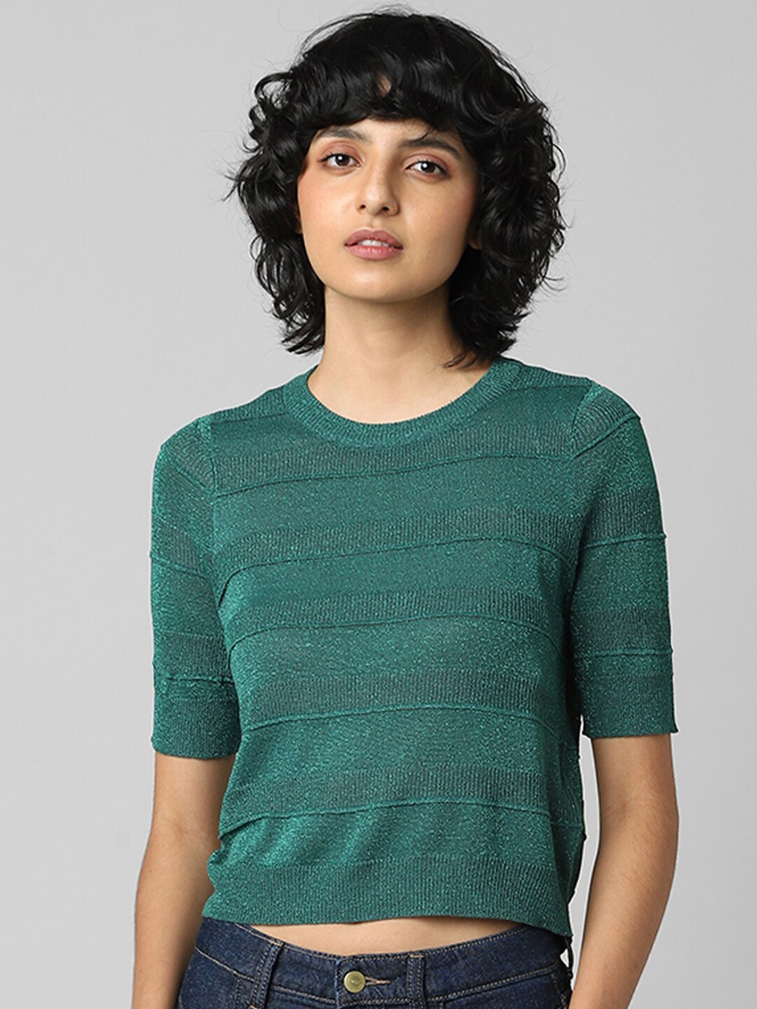 

ONLY Striped Crop Top, Green