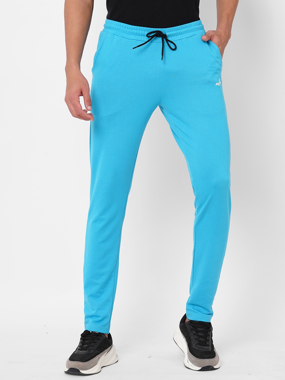 

FiTZ Men Solid Slim-Fit Track Pants, Blue