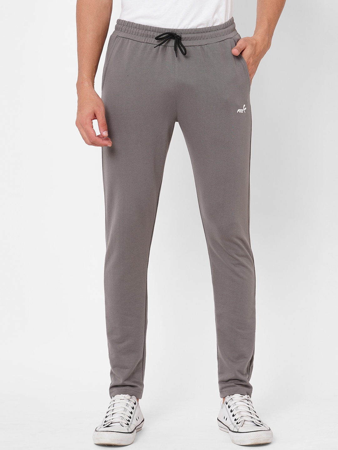 

FiTZ Men Solid Slim-Fit Track Pants, Grey