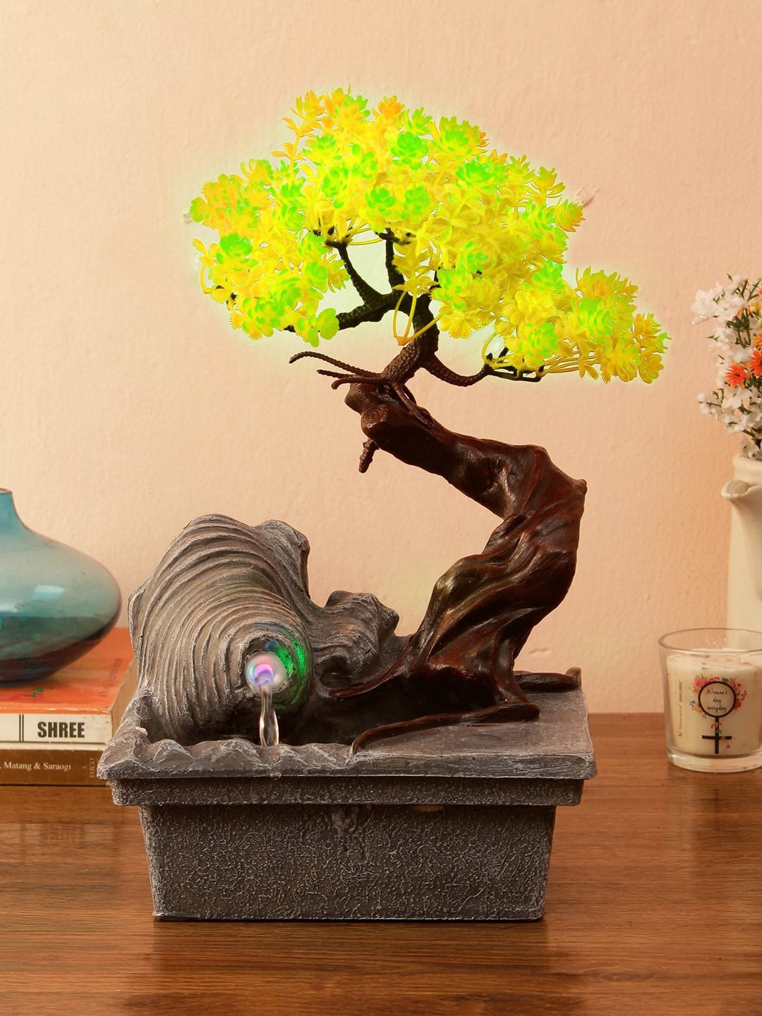 

House Of Accessories Tree Table Top Water Fountains, Yellow