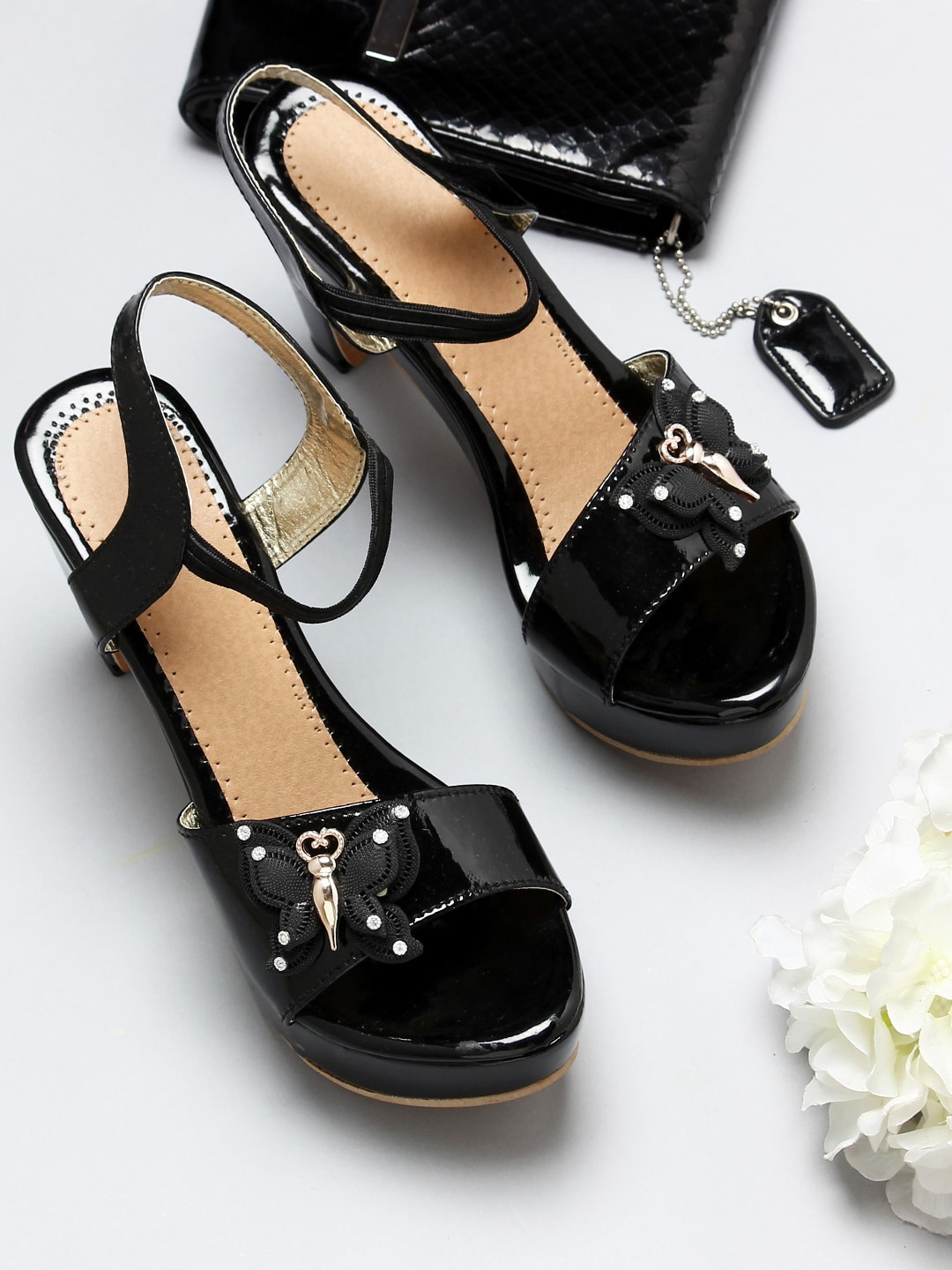 

REEZZ Party Stiletto Heels with Buckles, Black