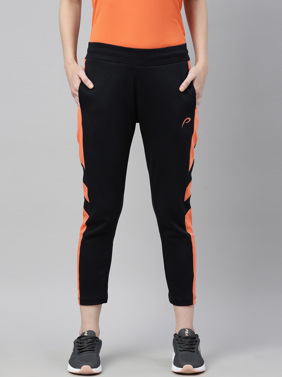 

Proline Active Women Slim-Fit Colourblocked Cotton Track Pant, Navy blue