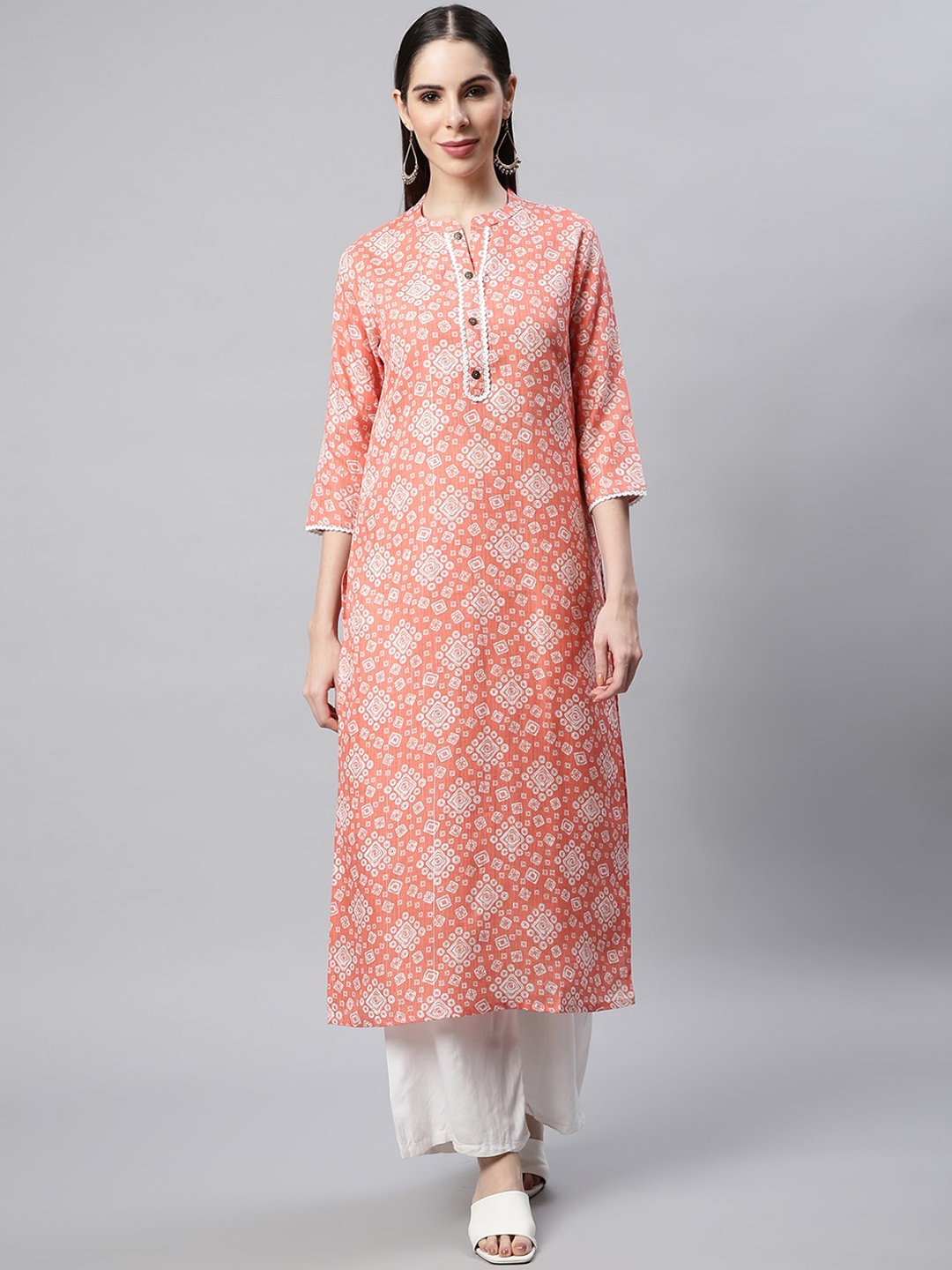 

Sringam Women Floral Printed Kurta, Orange