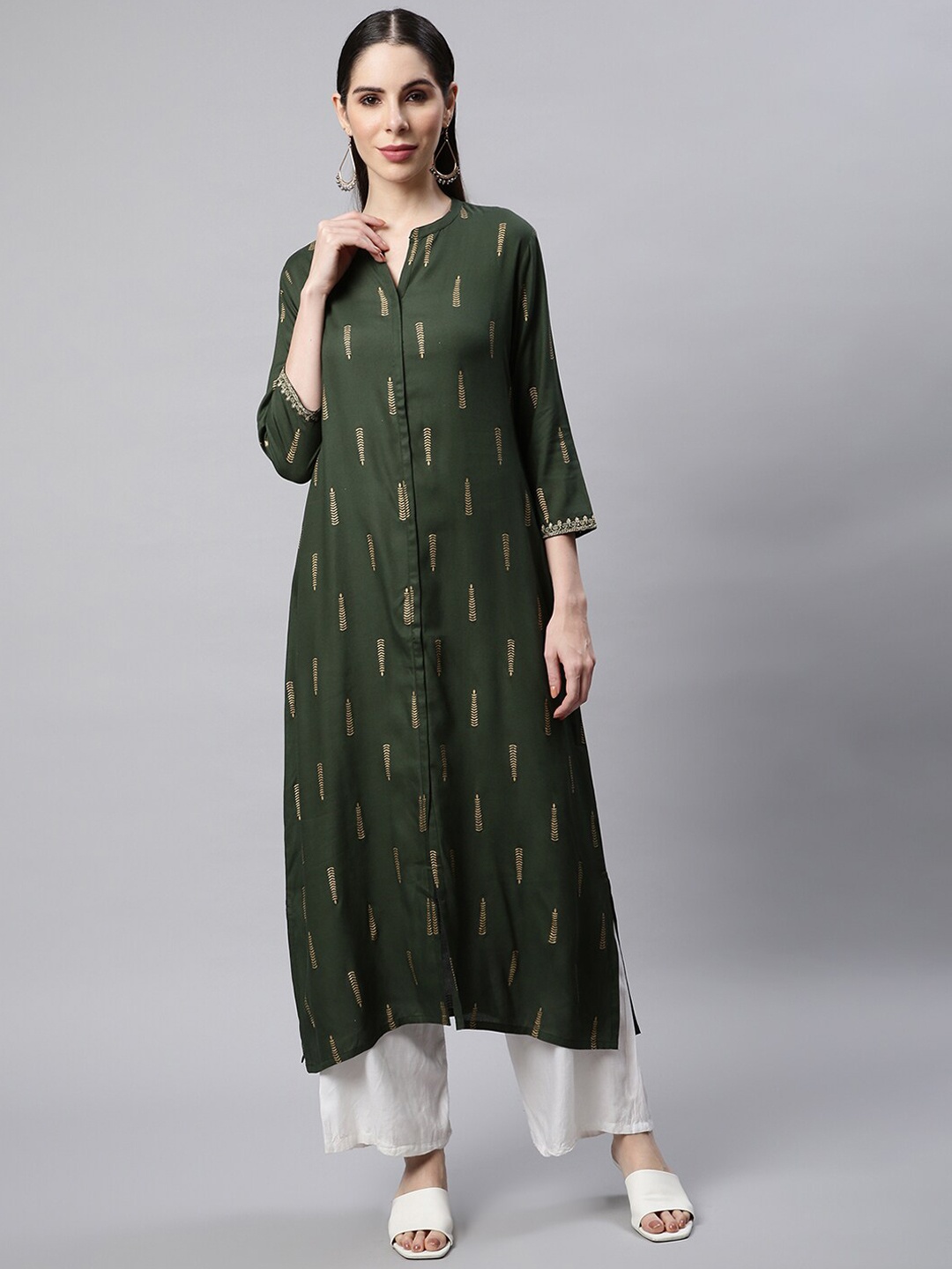 

Sringam Women Green Printed Kurta