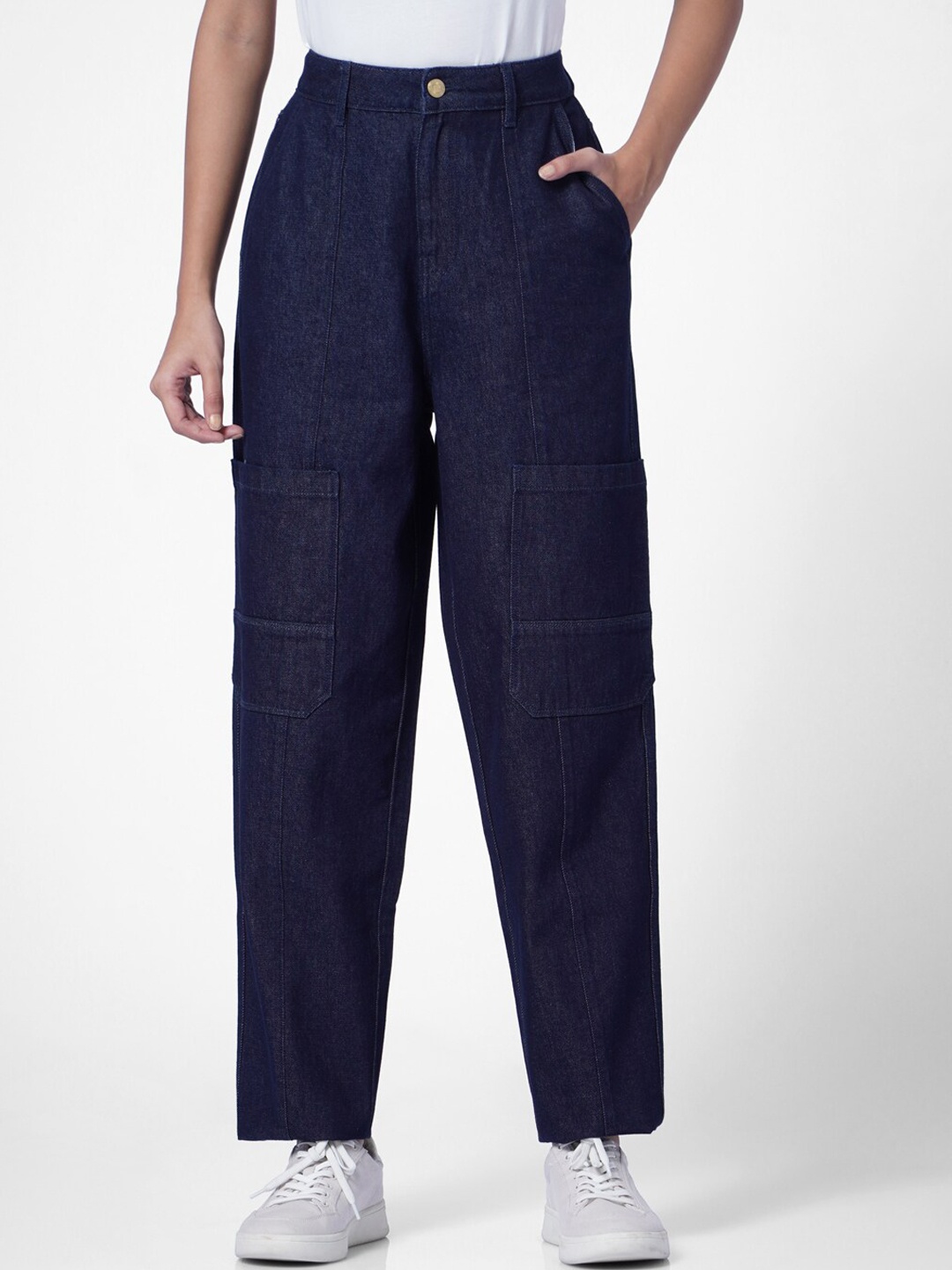 

ONLY Women Boyfriend Fit High-Rise Jeans, Navy blue