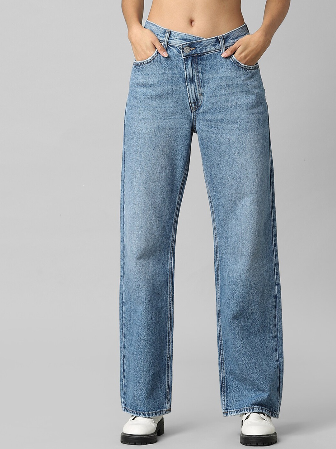 

ONLY Women Wide Leg High-Rise Light Fade Jeans, Blue