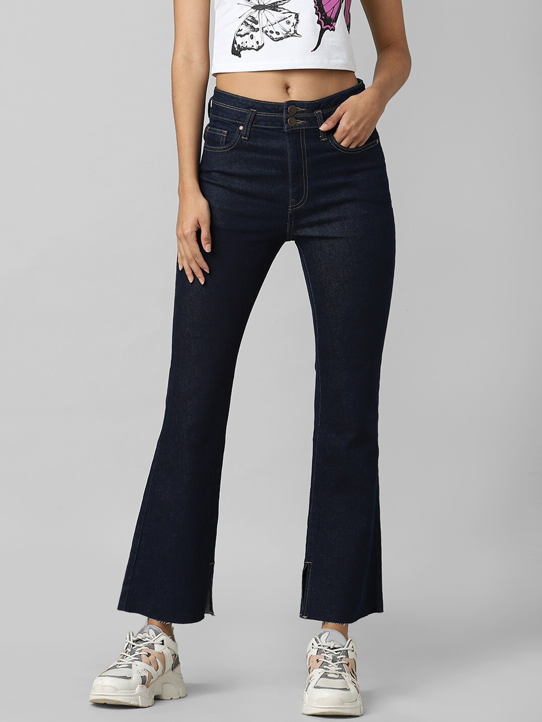 

ONLY Women Flared High-Rise Jeans, Navy blue