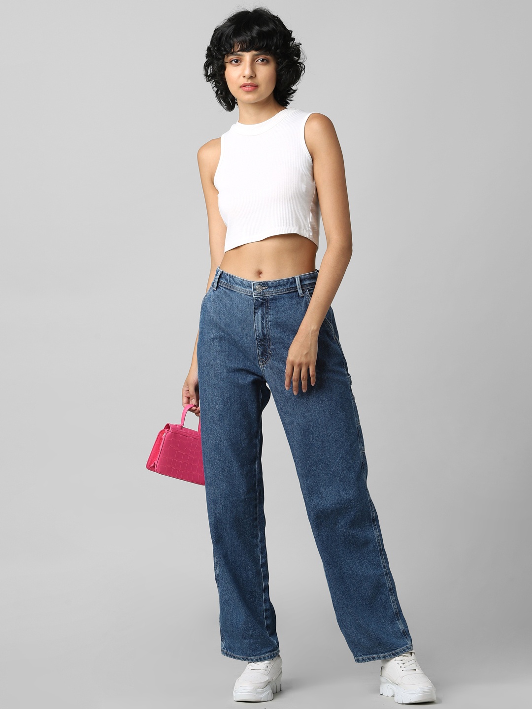 

ONLY Women Straight Fit High-Rise Jeans, Blue