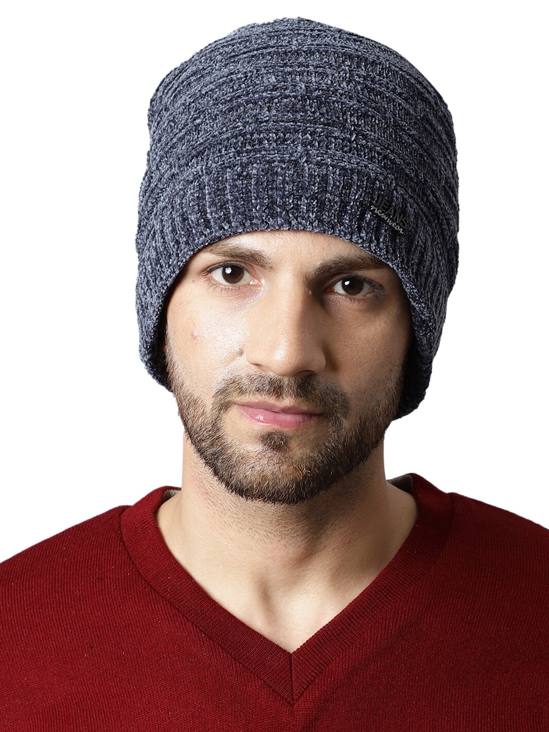 

ELLIS Men Self Designed Acrylic Beanie, Grey