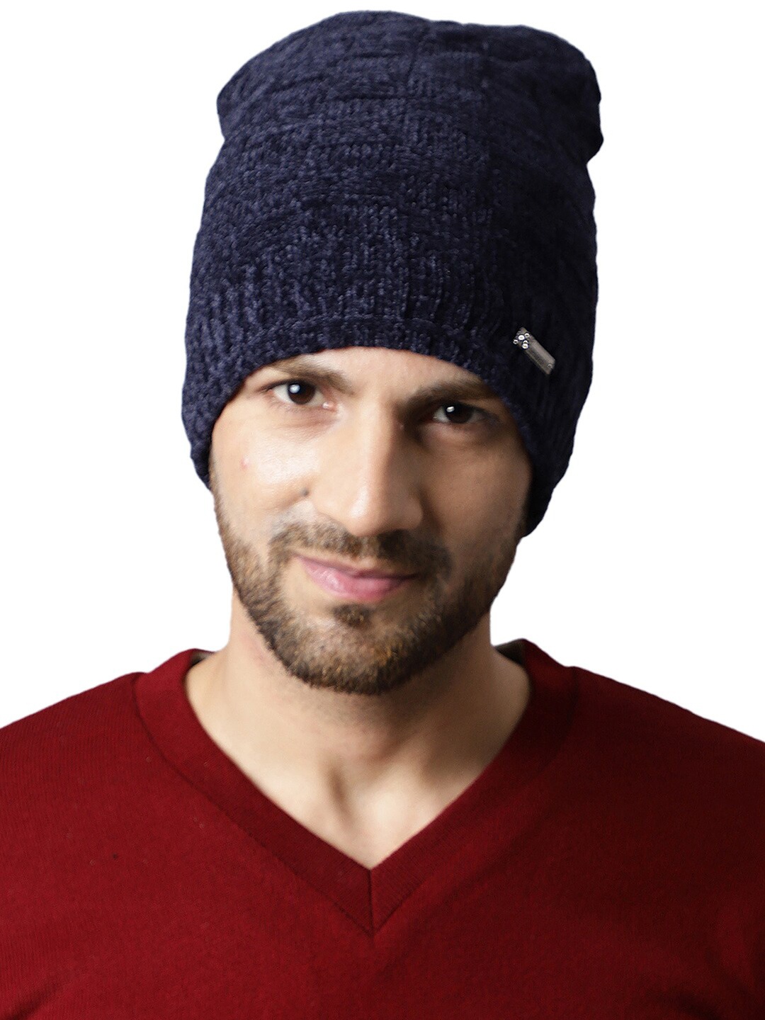 

ELLIS Men Self Designed Acrylic Beanie, Blue