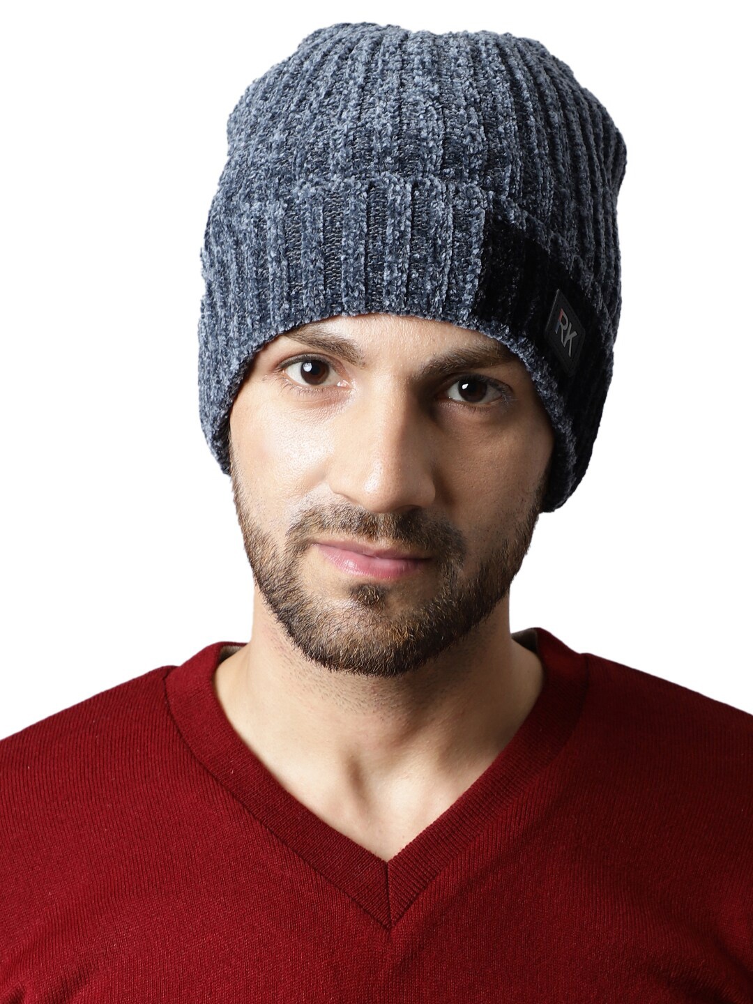 

ELLIS Men Self Designed Acrylic Beanie, Grey