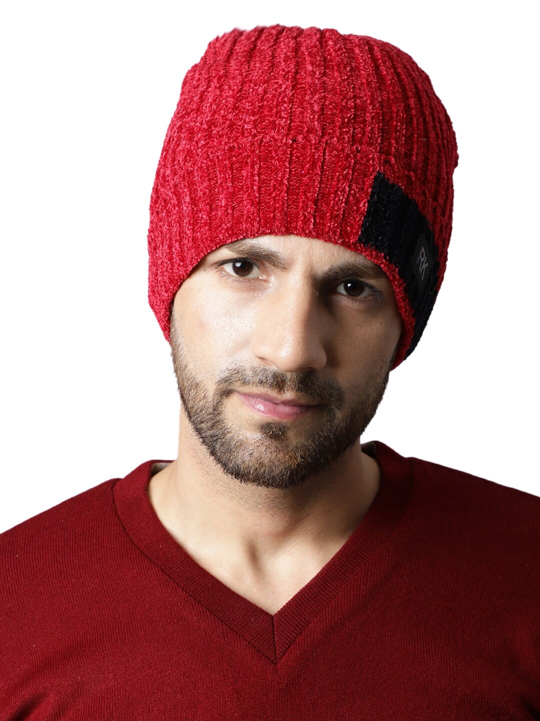 

ELLIS Men Acrylic Self Design Beanie, Red