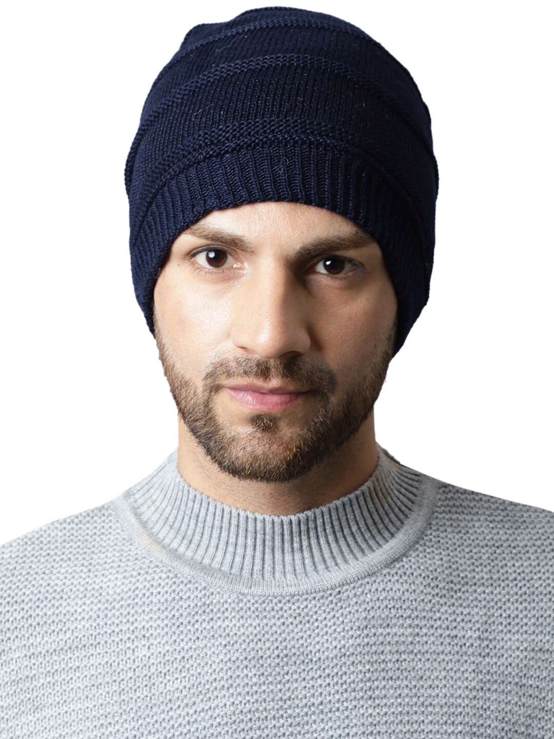 

ELLIS Men Acrylic Self Design Beanie, Blue