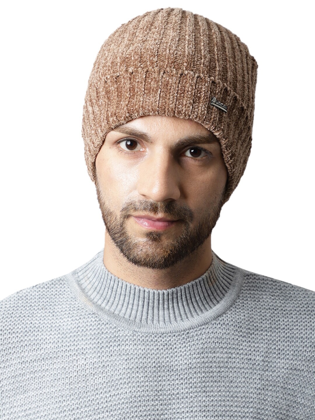 

ELLIS Men Acrylic Self Design Beanie, Beige