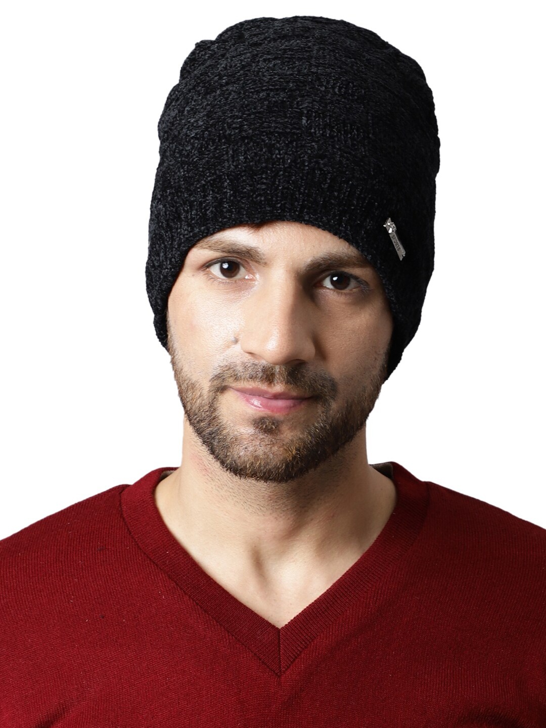 

ELLIS Men Acrylic Self Design Beanie, Black