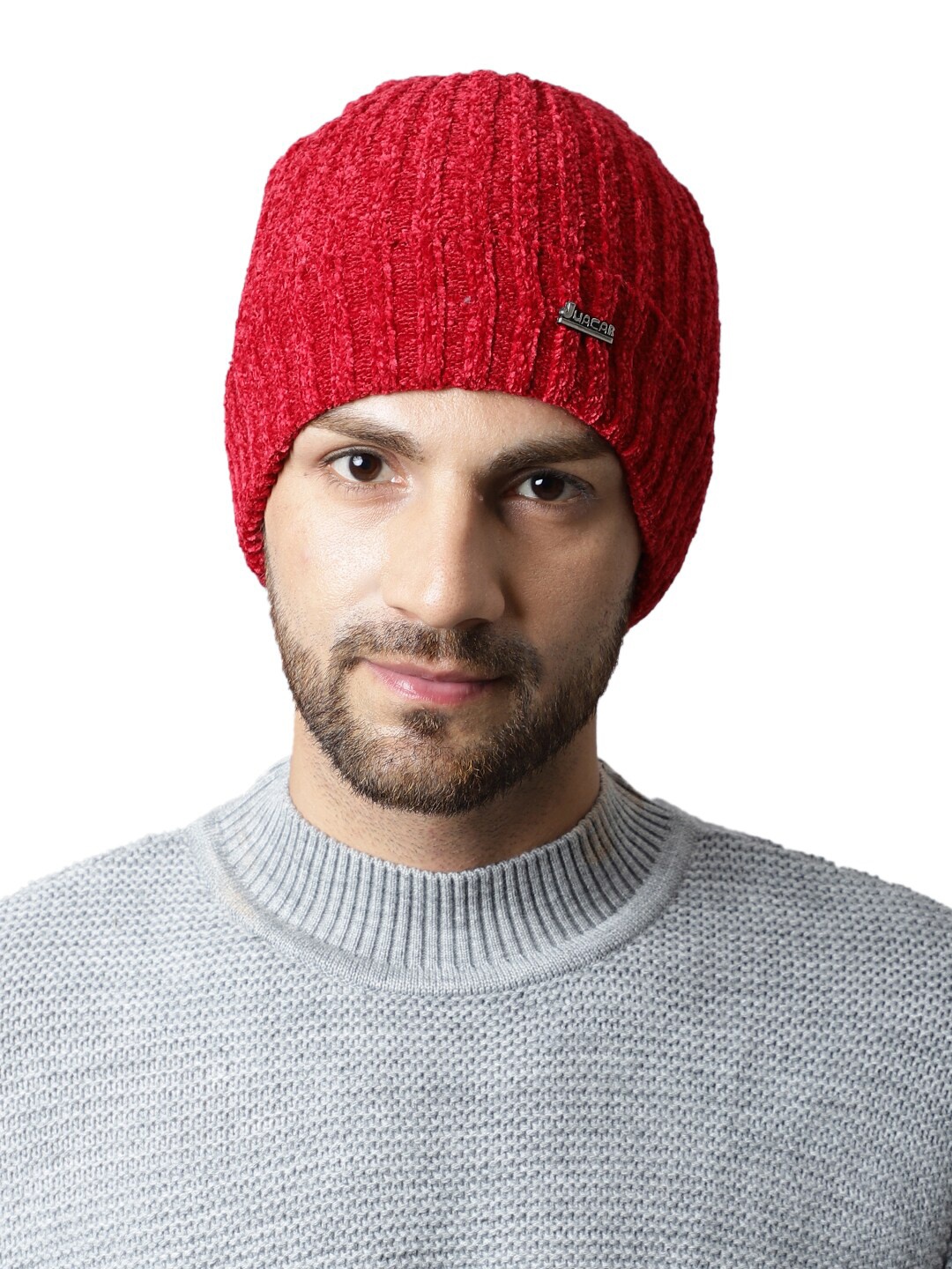 

ELLIS Men Acrylic Self Design Beanie, Red
