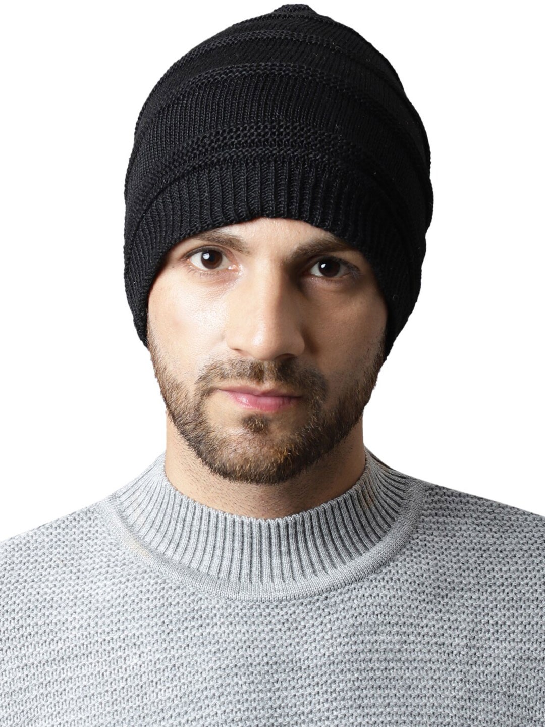 

ELLIS Men Self Design Acrylic Beanie, Black