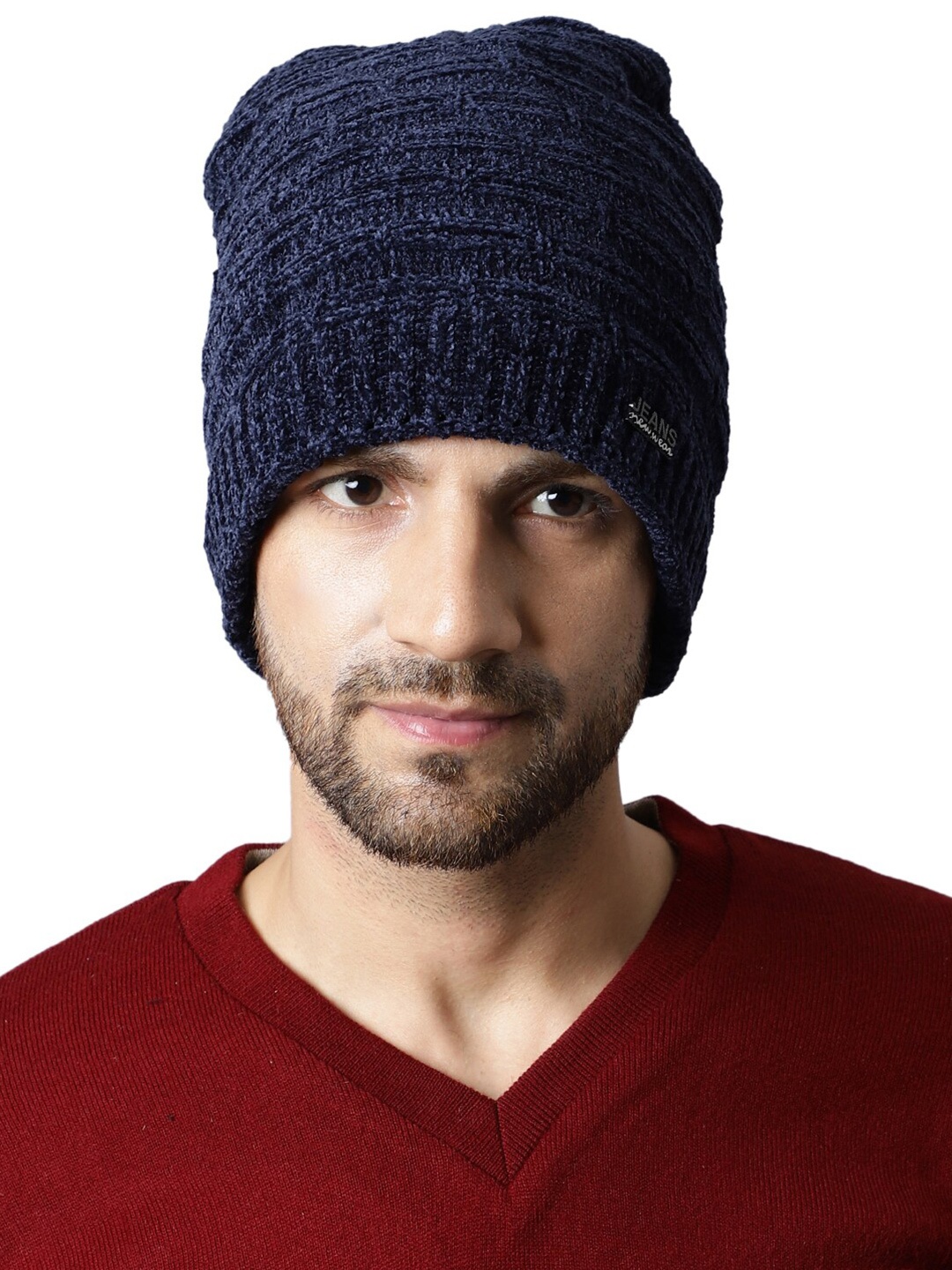 

ELLIS Men Self Design Acrylic Beanie, Blue