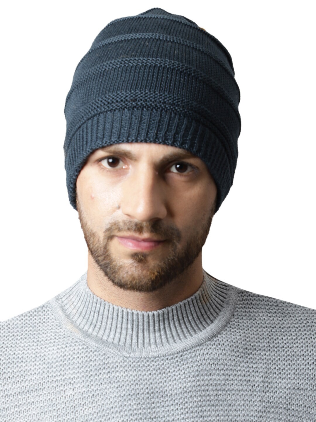 

ELLIS Men Self Design Acrylic Beanie, Grey
