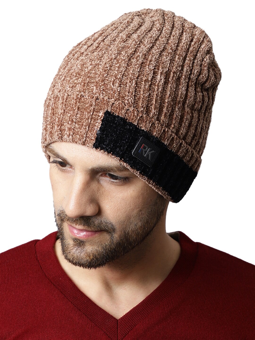 

ELLIS Men Self Design Acrylic Beanie, Brown