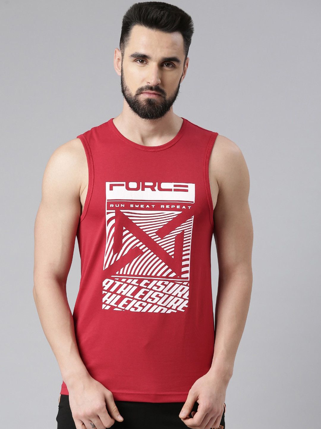 

Force NXT Printed Super Combed Cotton Vest, Red