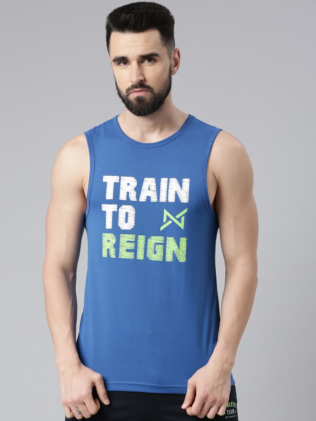 

Force NXT Printed Super Combed Cotton Tank T-shirt, Blue