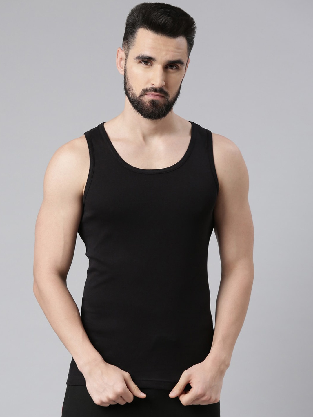 

Force NXT Men Super Combed Egyptian Cotton Vest, Black