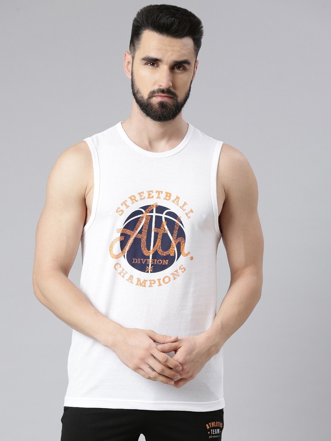 

Force NXT Printed Super Combed Cotton Vest, White