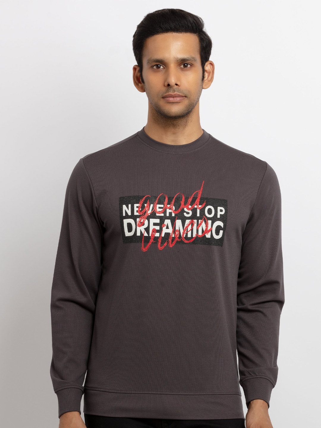 

Status Quo Men Printed Sweatshirt, Grey