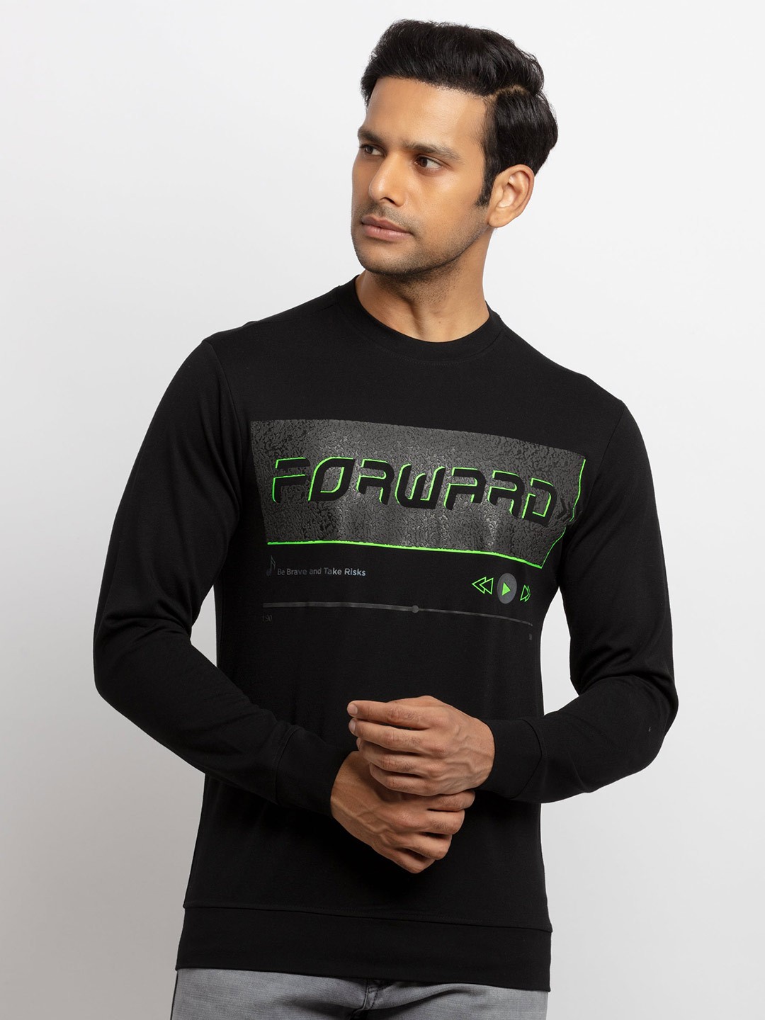 

Status Quo Men Printed Sweatshirt, Black
