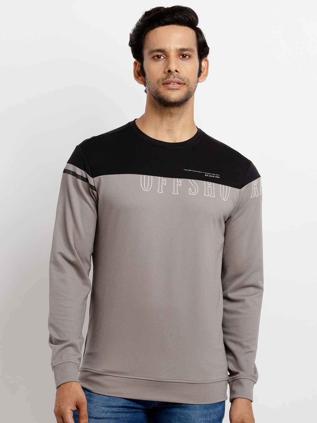 

Status Quo Men Colourblocked Sweatshirt, Black