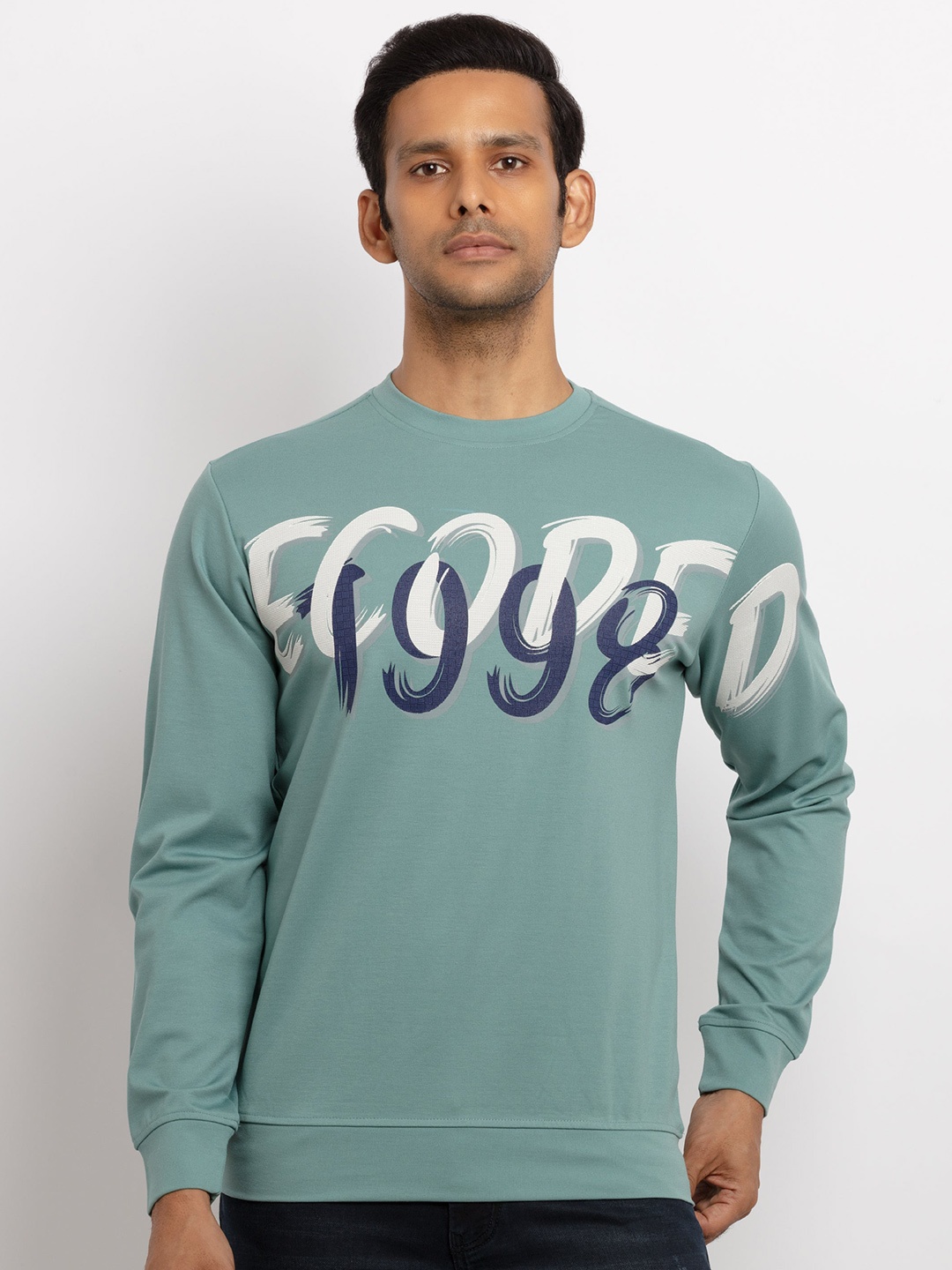 

Status Quo Men Pull Over Typography Printed Sweatshirt, Blue