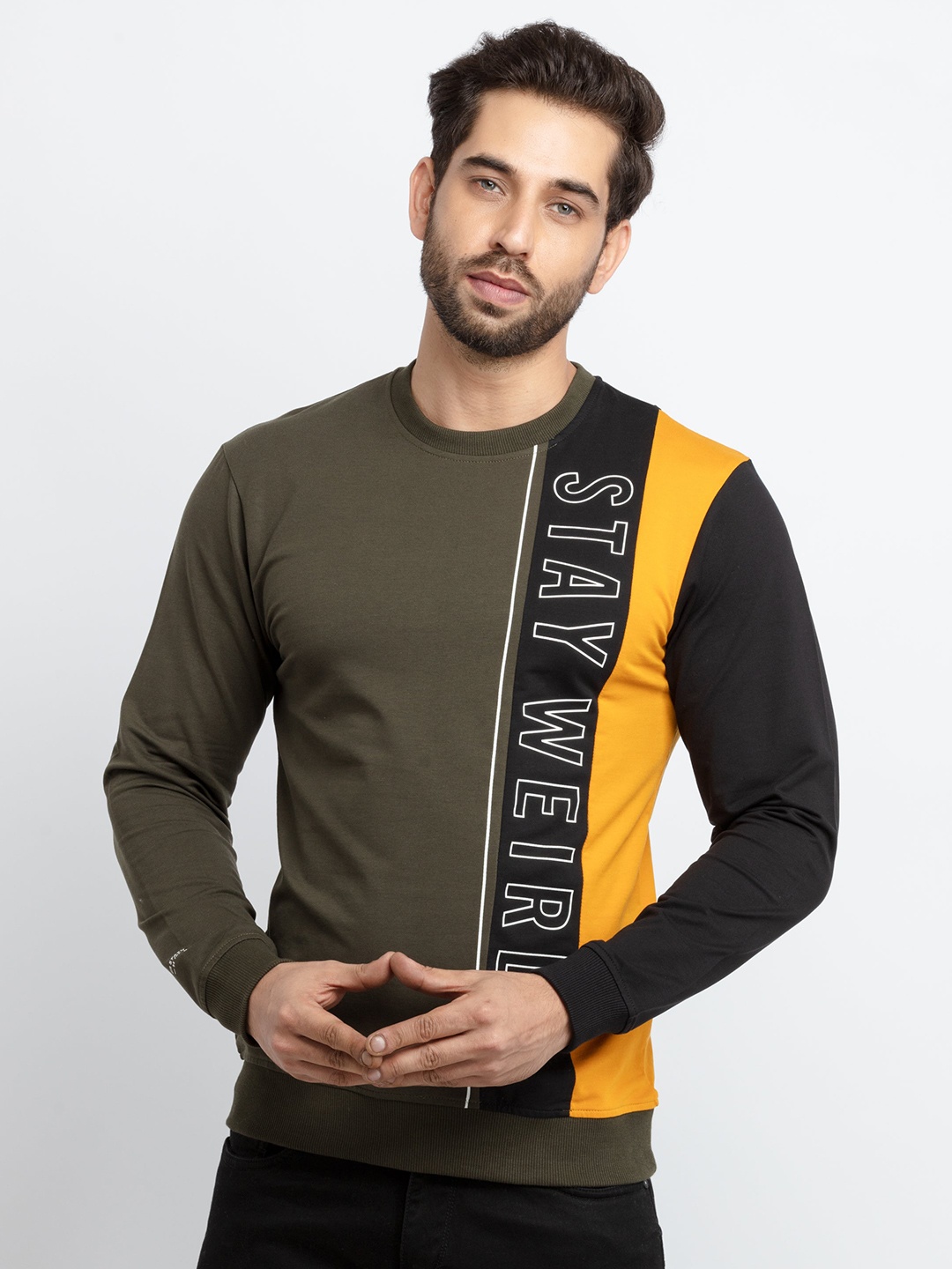 

Status Quo Men Printed Sweatshirt, Olive