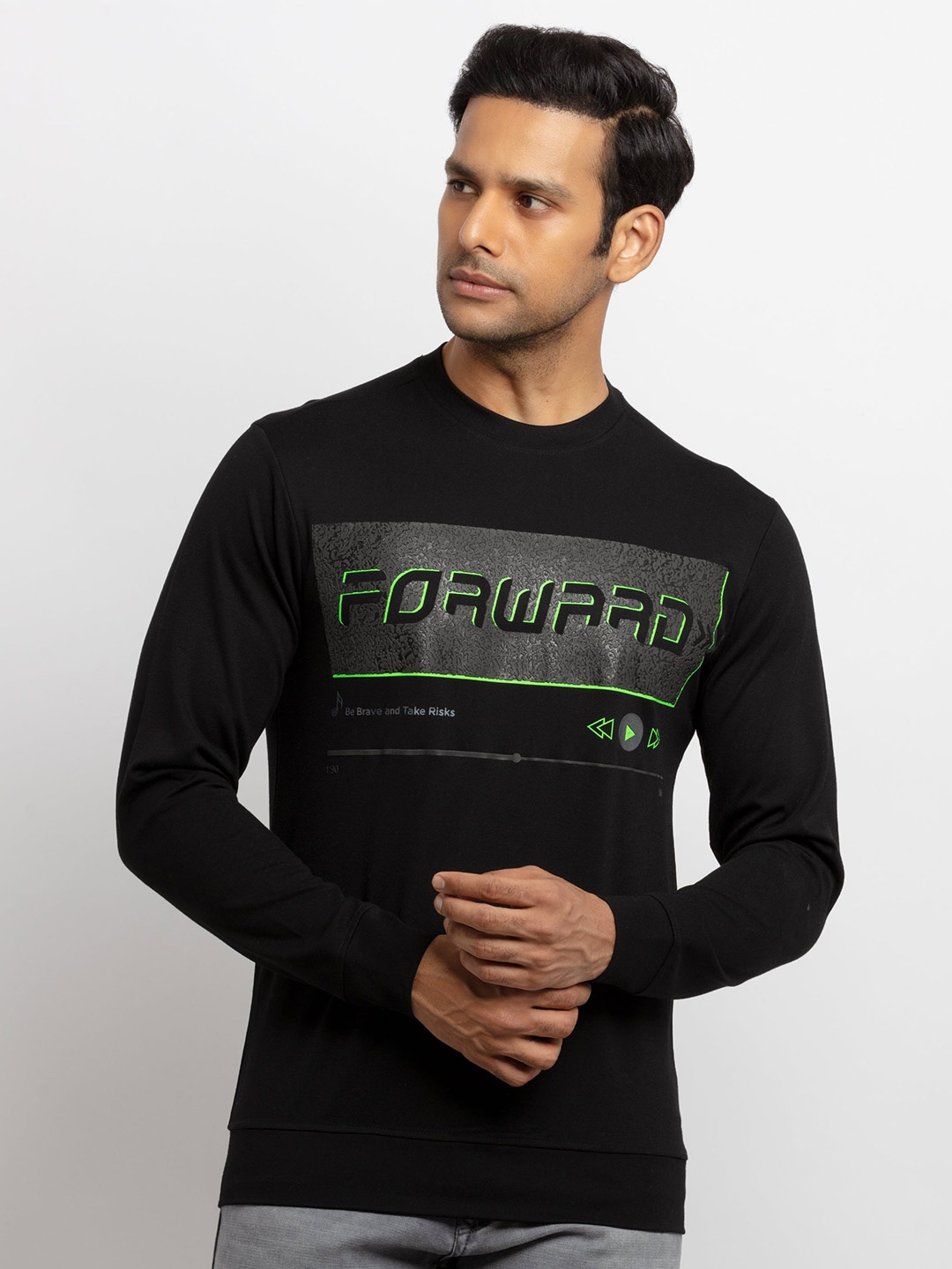 

Status Quo Men Black Printed Sweatshirt