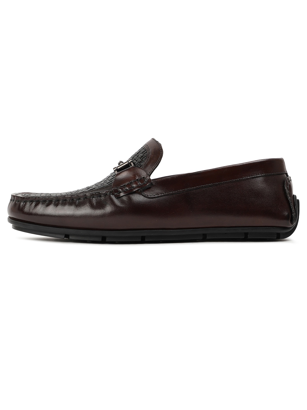 

RARE RABBIT Men Woven Design Leather Loafers, Brown