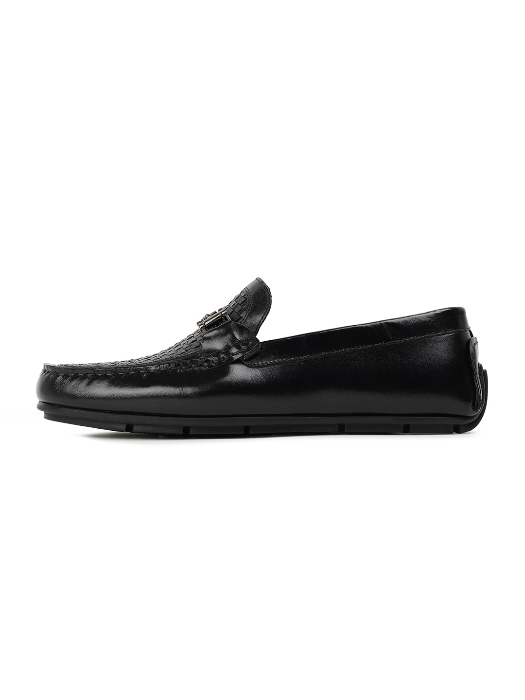 

RARE RABBIT Men Textured Leather Loafers, Black