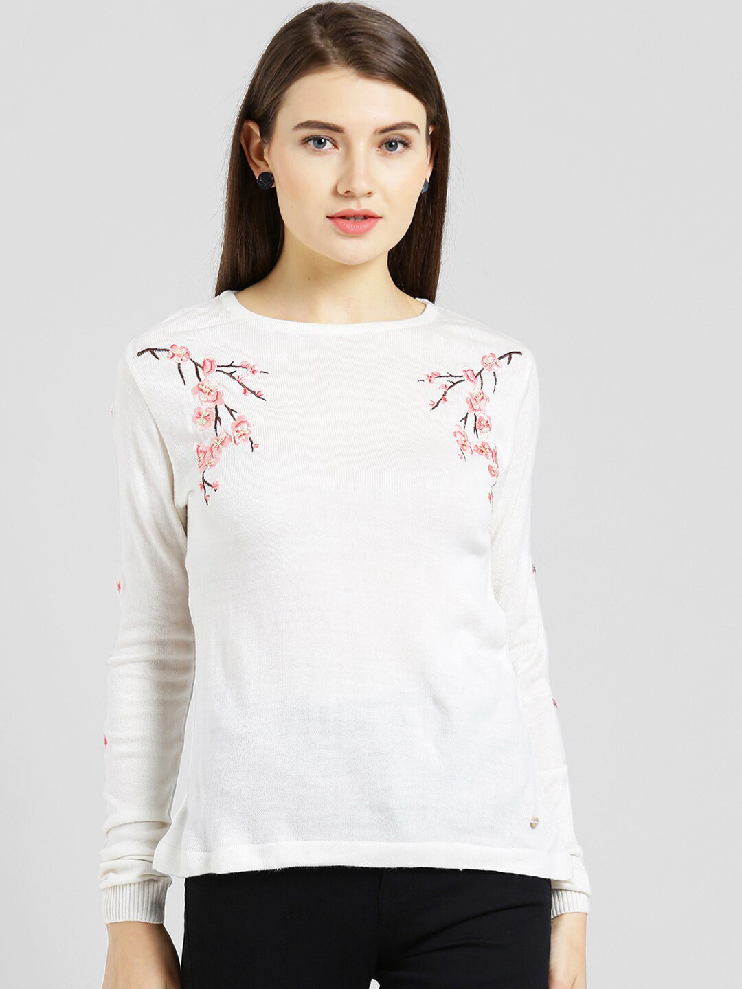

Be Indi Women Floral Pullover, Off white