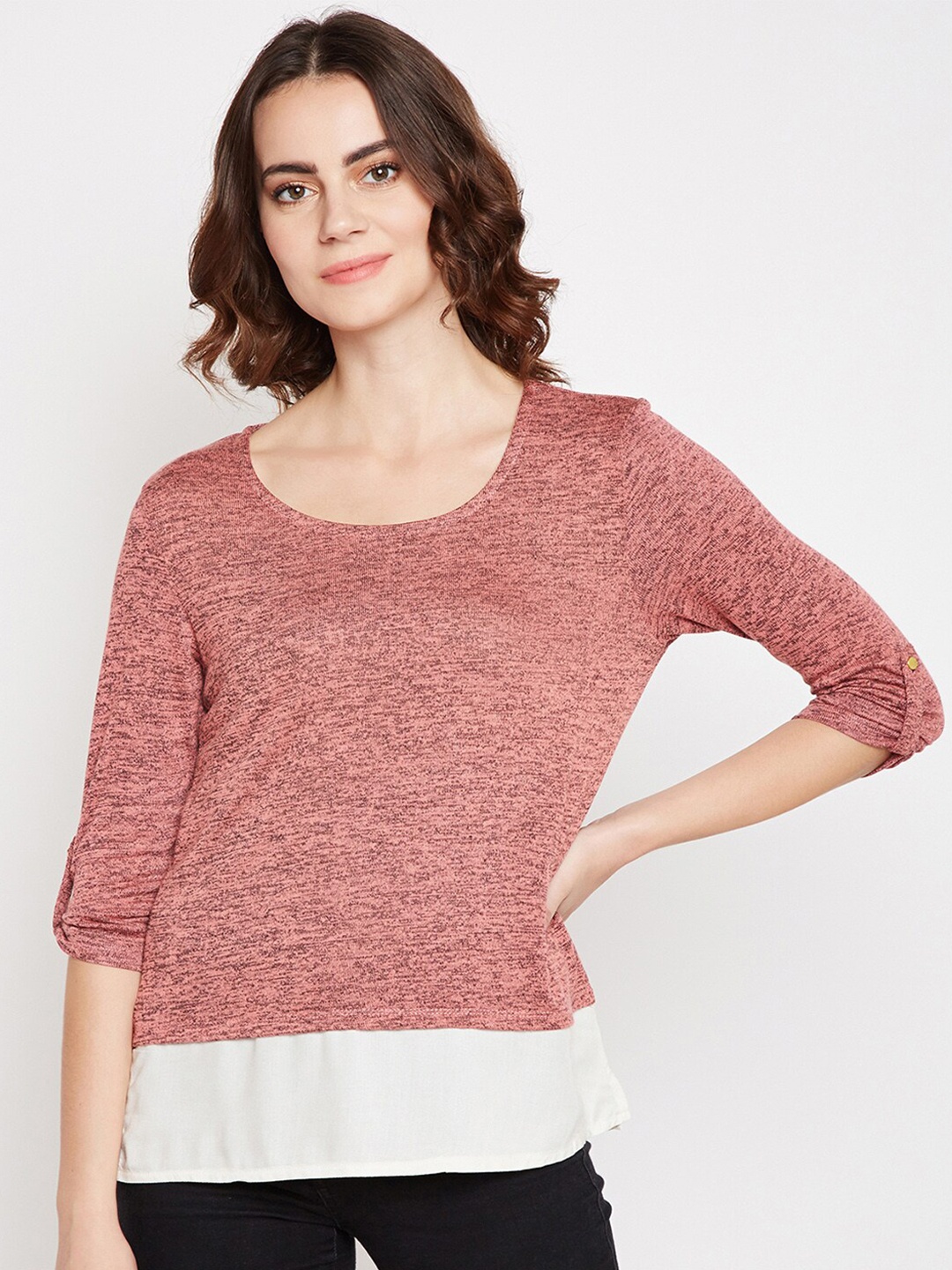 

Be Indi Women Colourblocked Top, Pink